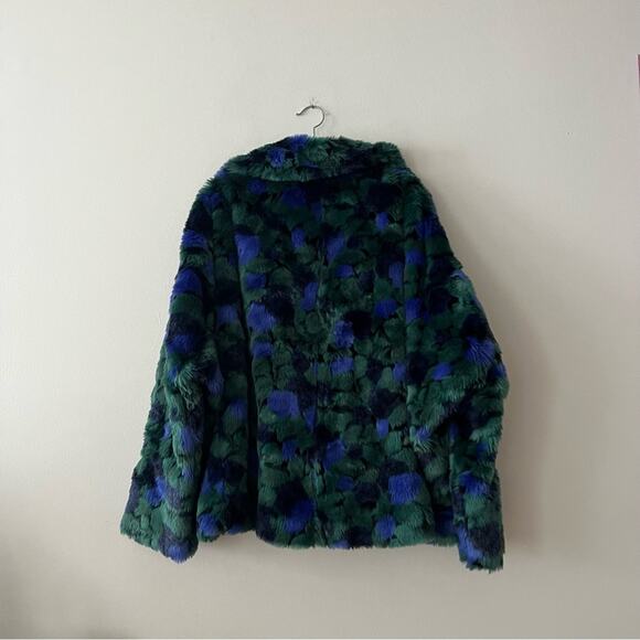 The Kooples Blue & Green Faux Fur Coat - Picture 7 of 9